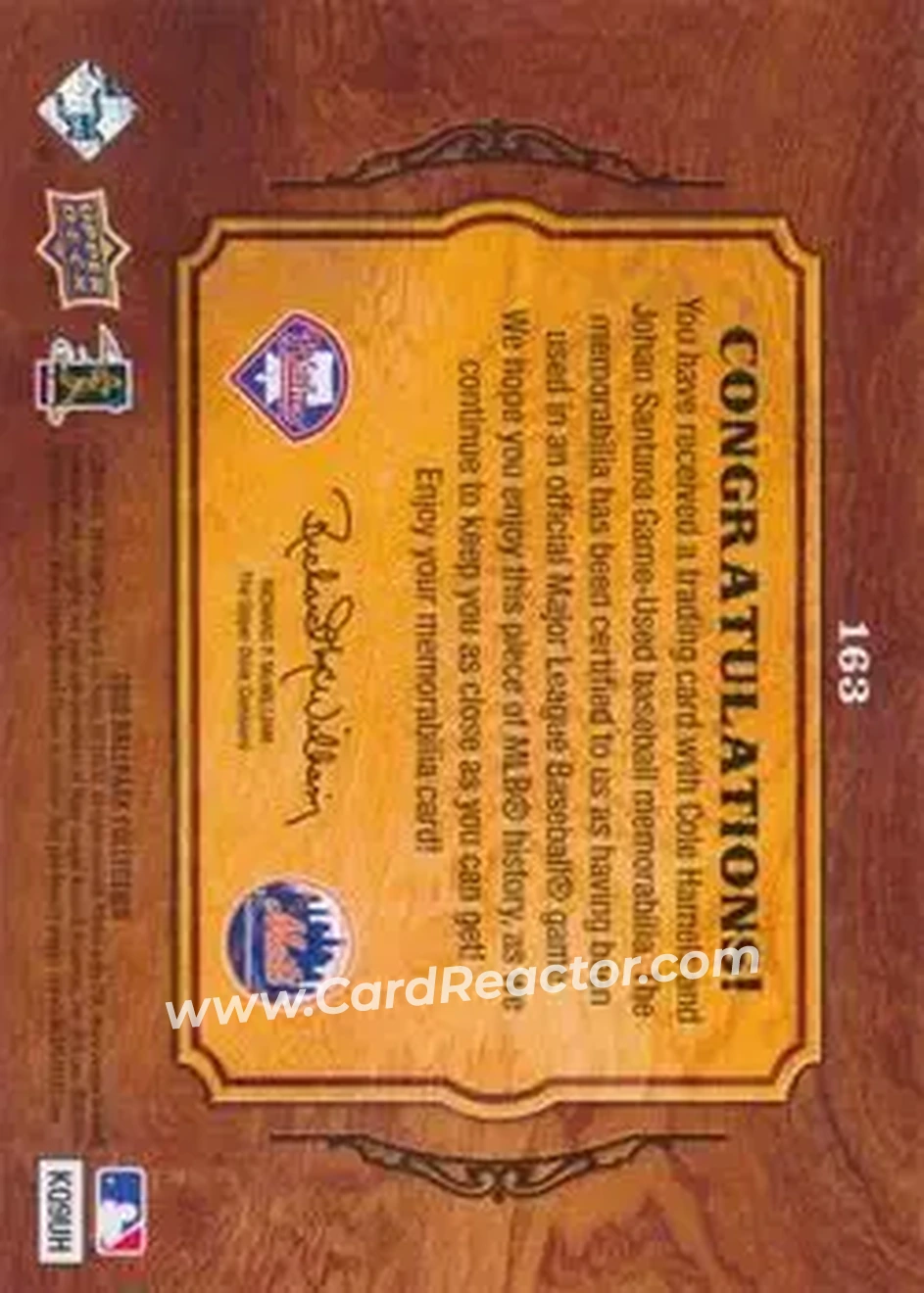 2008 Upper Deck Ballpark Collection #163 - Cole Hamels - Johan Santana MEM - Philadelphia Phillies - New York Mets - Back