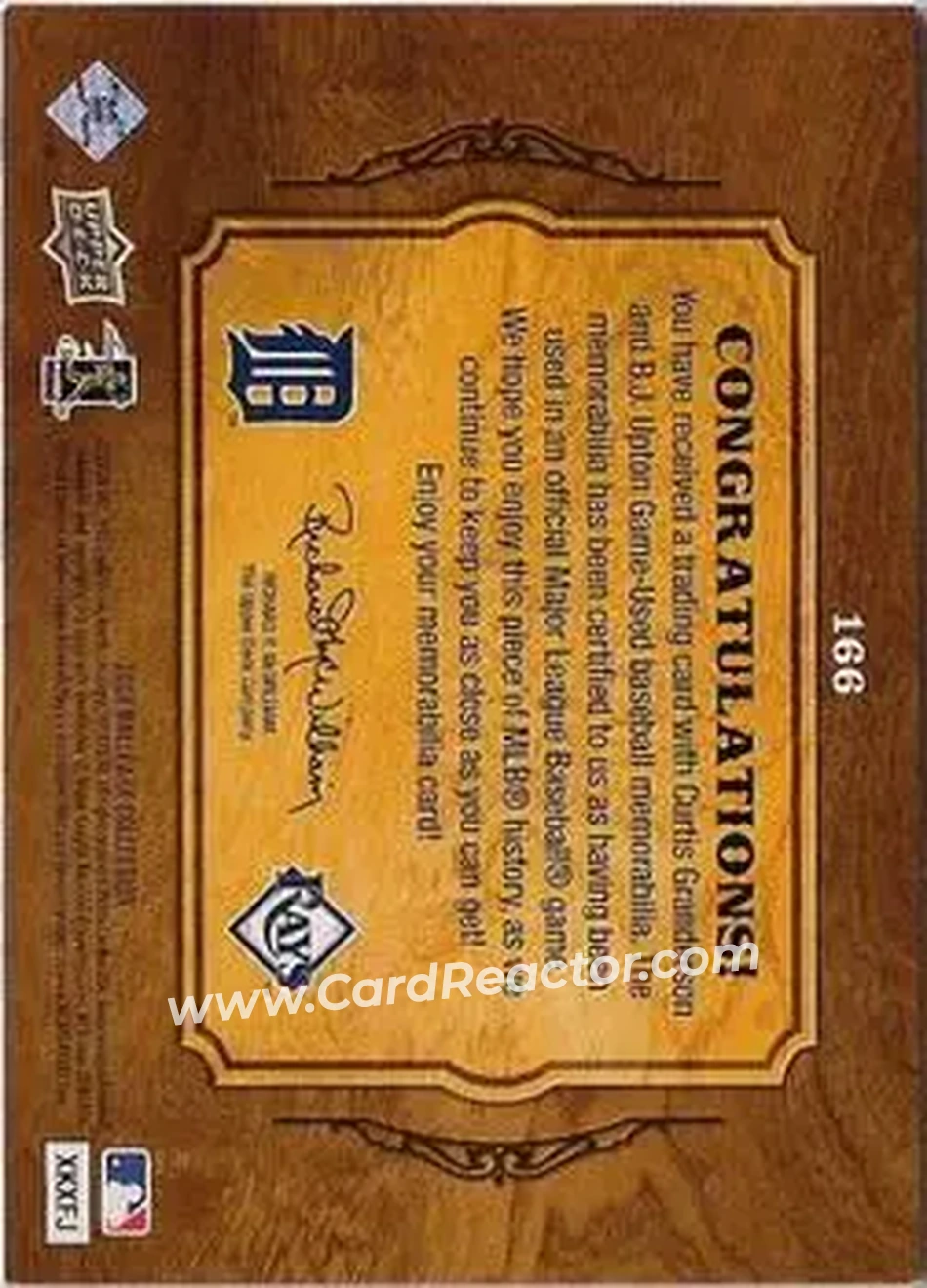 2008 Upper Deck Ballpark Collection #166 - Curtis Granderson - B.J. Upton MEM - Detroit Tigers - Tampa Bay Rays - Back