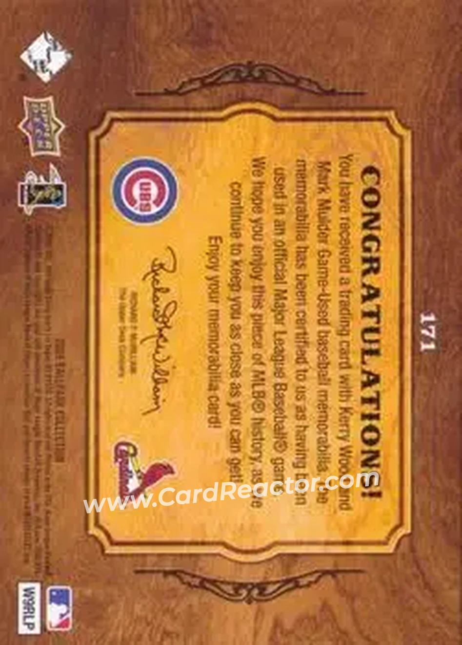 2008 Upper Deck Ballpark Collection #171 - Mark Mulder - Kerry Wood MEM - St. Louis Cardinals - Chicago Cubs - Back