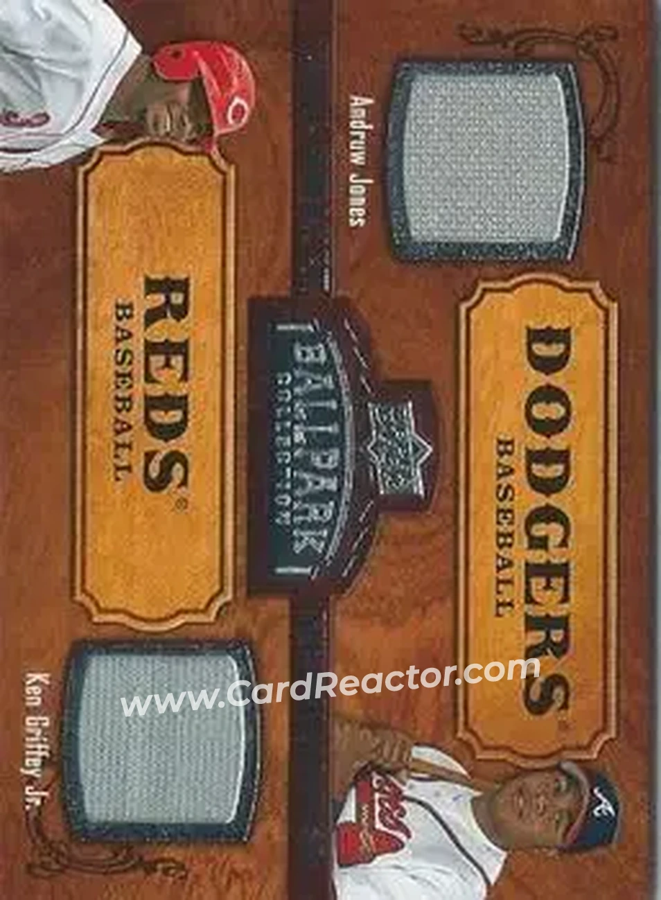 2008 Upper Deck Ballpark Collection #172 - Andruw Jones - Ken Griffey, Jr. MEM - Los Angeles Dodgers - Cincinnati Reds - Front
