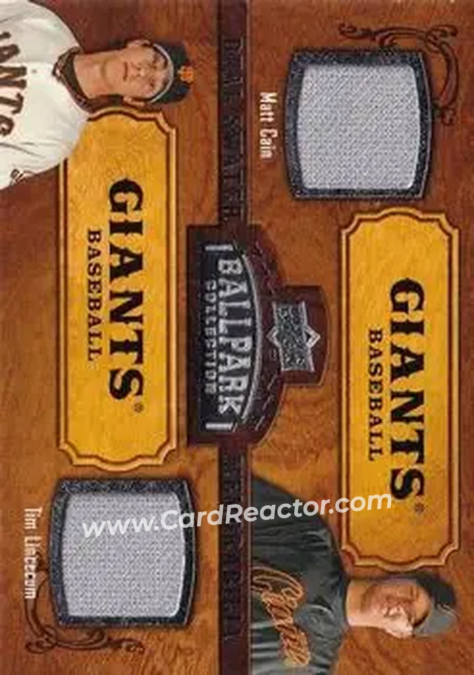 2008 Upper Deck Ballpark Collection #174 - Matt Cain - Tim Lincecum MEM - San Francisco Giants - San Francisco Giants - Front