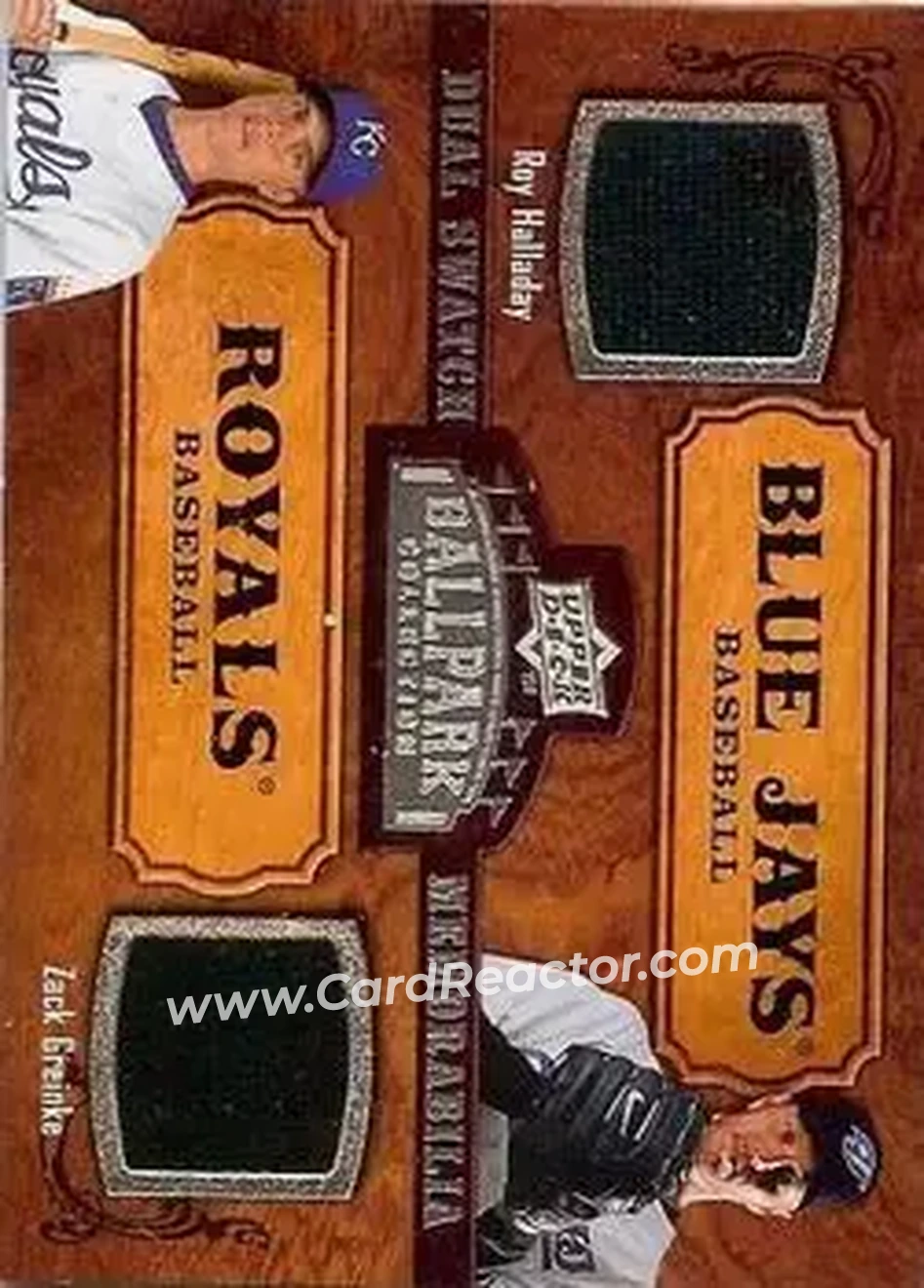 2008 Upper Deck Ballpark Collection #183 - Roy Halladay - Zack Greinke MEM - Toronto Blue Jays - Kansas City Royals - Front