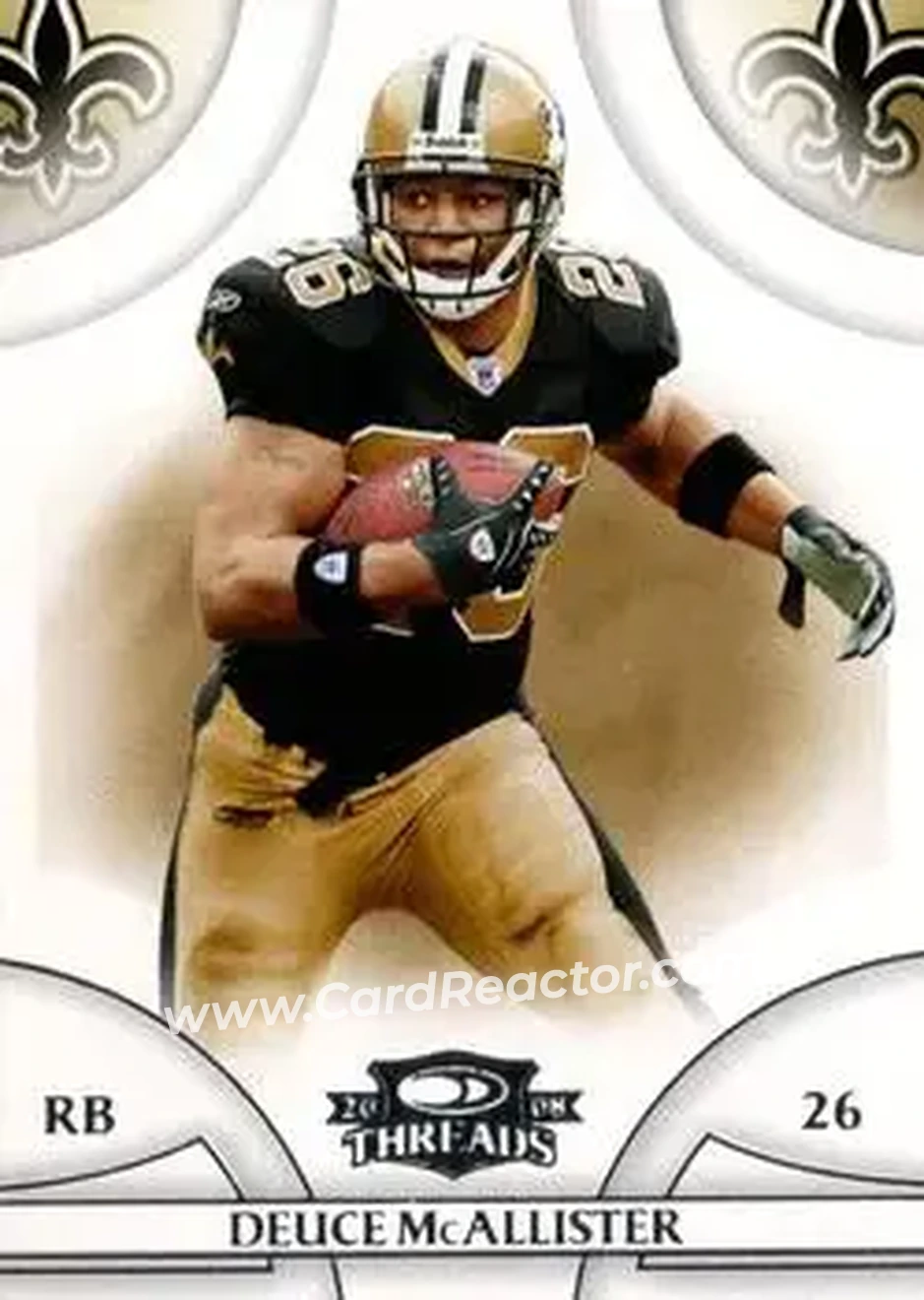 2008 Donruss Threads #26 - Deuce McAllister - New Orleans Saints - Front 2008 Donruss Threads #26 - Deuce McAllister - New Orleans Saints - Front