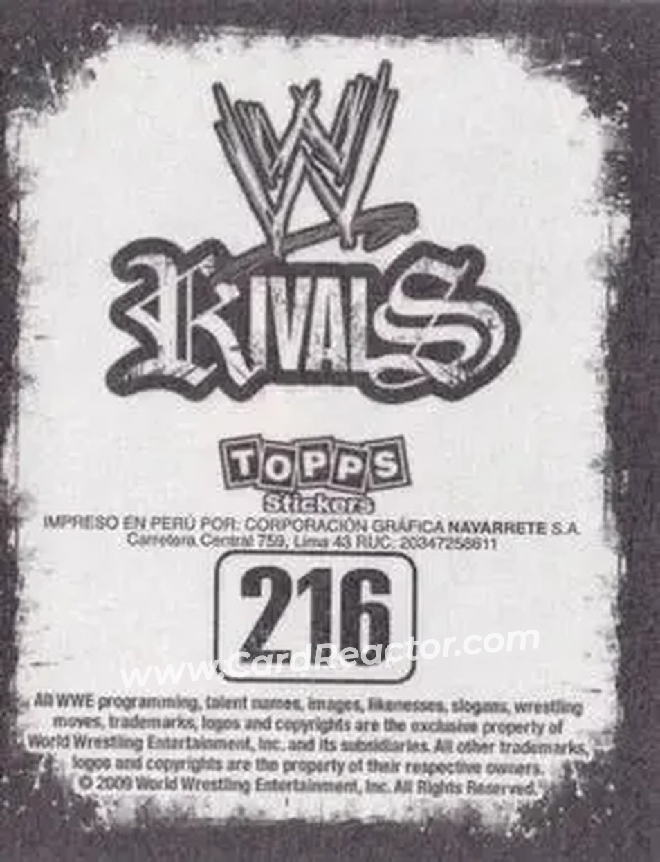 2009 Topps WWE Rivals Spanish #216 - The Undertaker - Back