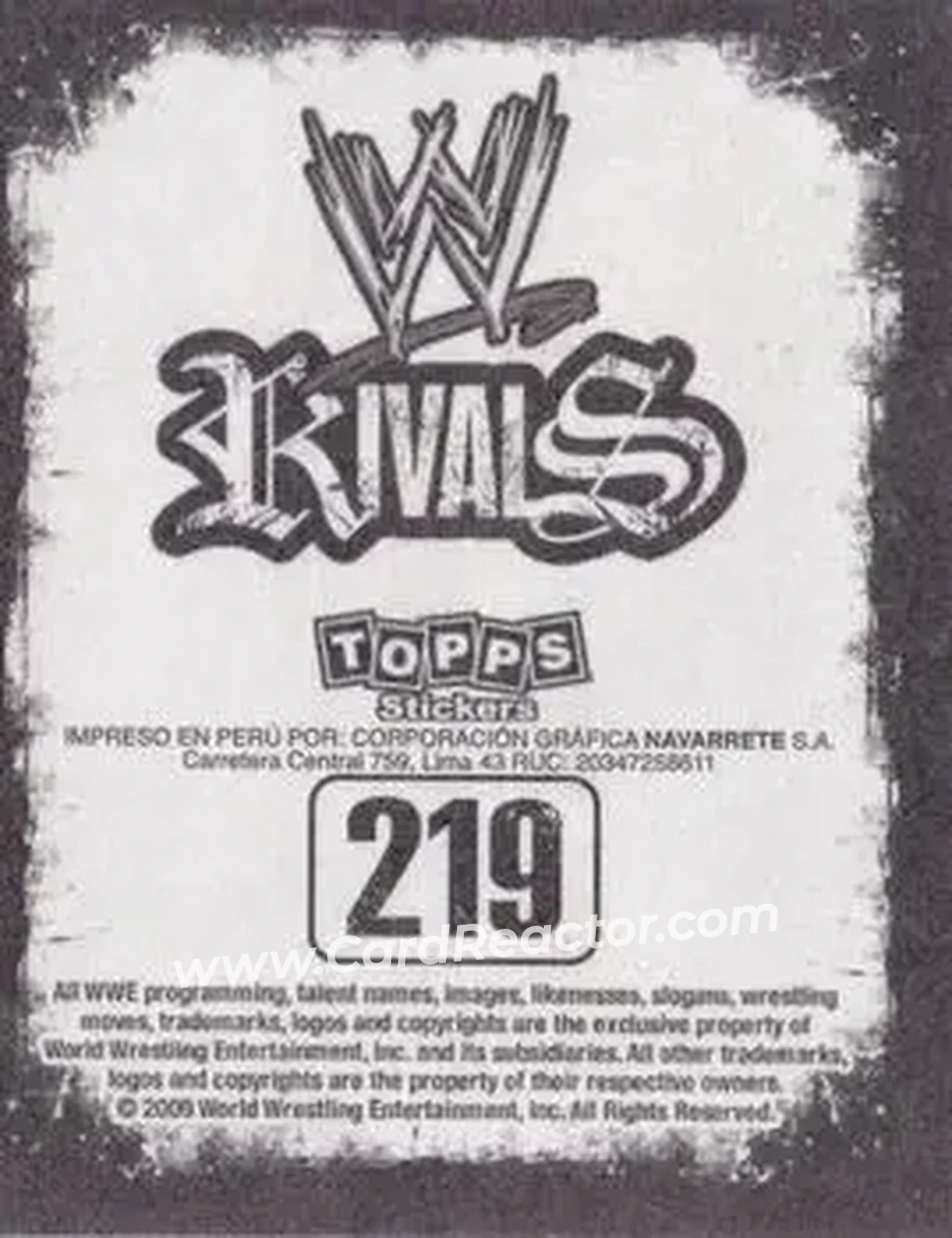 2009 Topps WWE Rivals Spanish #219 - The Undertaker - Back