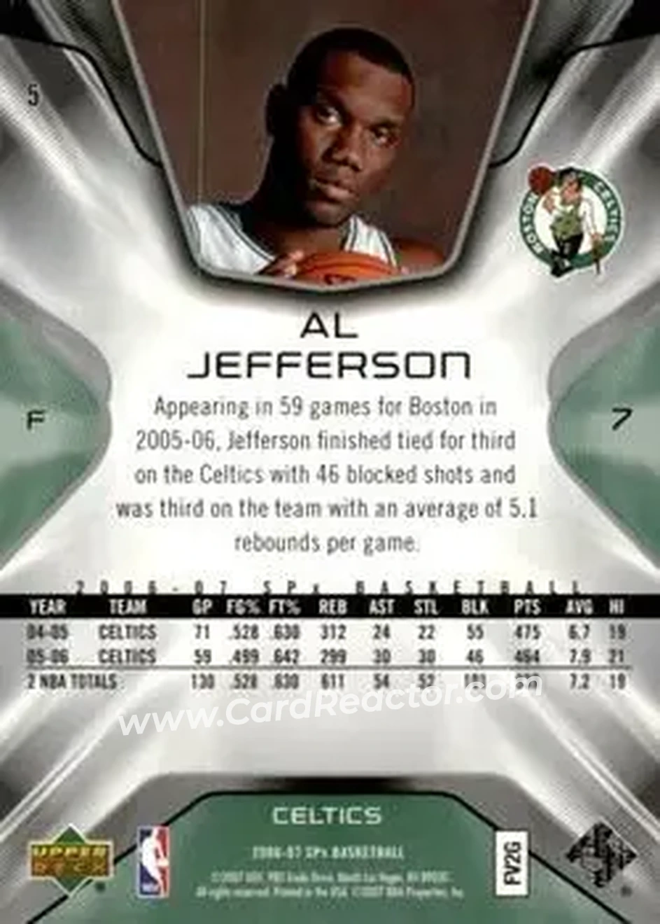 2006-07 SPx #5 - Al Jefferson - Boston Celtics - Back