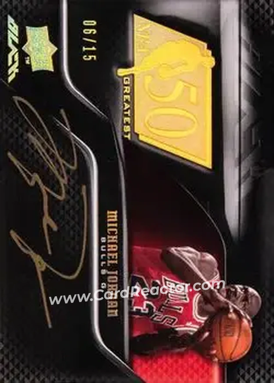 2008-09 UD Black - 50 Greatest Autographs Gold #50AU-JO - Michael Jordan - Chicago Bulls - Front
