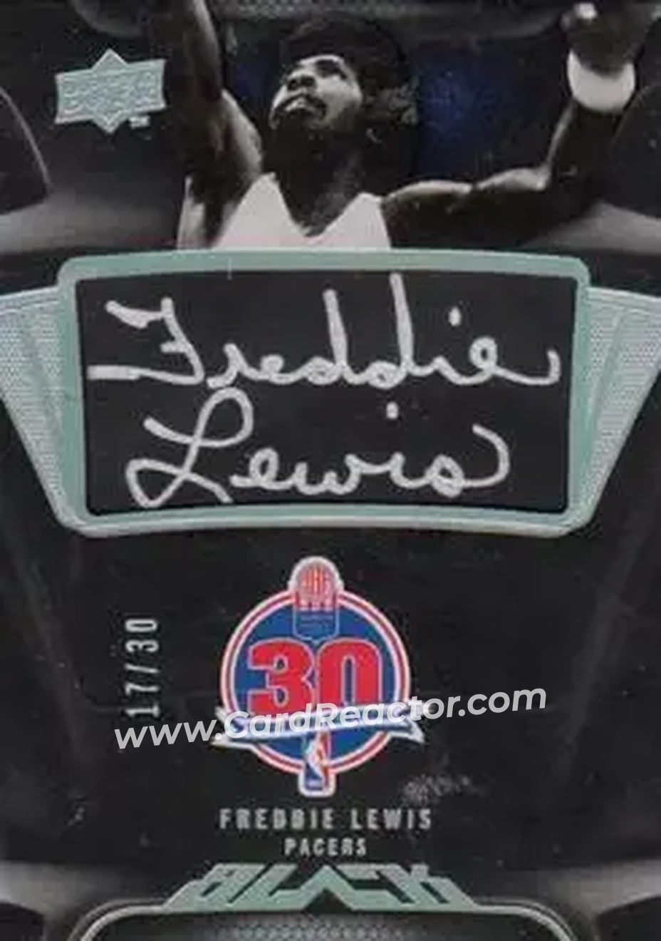 2008-09 UD Black - ABA/NBA 30th Anniversary Autographs #30-FL - Freddie Lewis - Indiana Pacers - Front 2008-09 UD Black - ABA/NBA 30th Anniversary Autographs #30-FL - Freddie Lewis - Indiana Pacers - Front