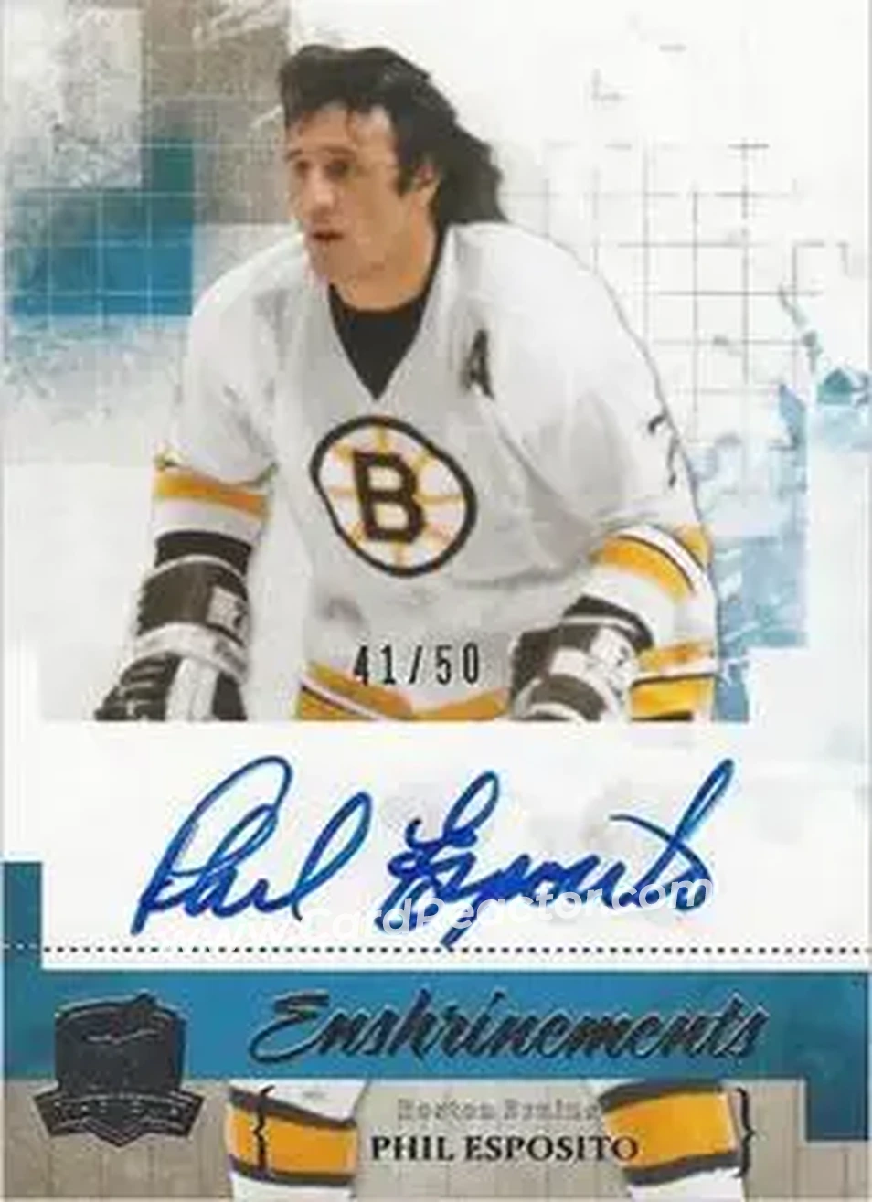 2010-11 Upper Deck The Cup - Enshrinements #CE-PE - Phil Esposito - Boston Bruins - Front 2010-11 Upper Deck The Cup - Enshrinements #CE-PE - Phil Esposito - Boston Bruins - Front