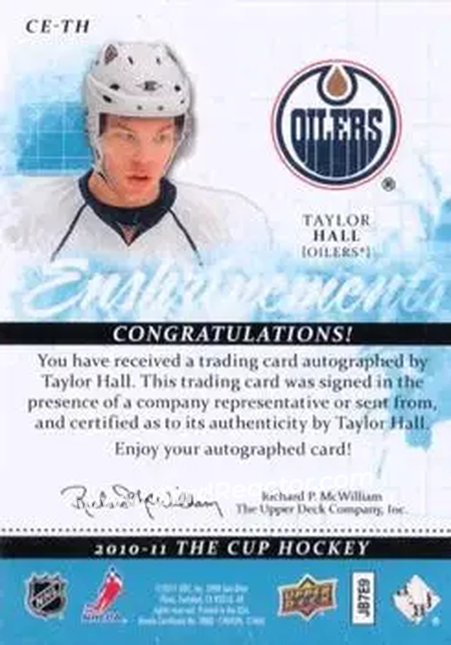 2010-11 Upper Deck The Cup - Enshrinements #CE-TH - Taylor Hall - Edmonton Oilers - Back