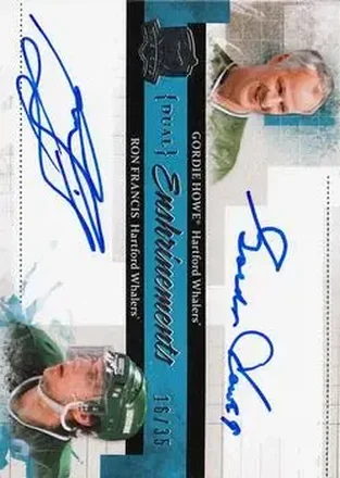 2010-11 Upper Deck The Cup - Enshrinements Dual #CE2-FH - Gordie Howe - Ron Francis AU, SN35 - Hartford Whalers - Hartford Whalers