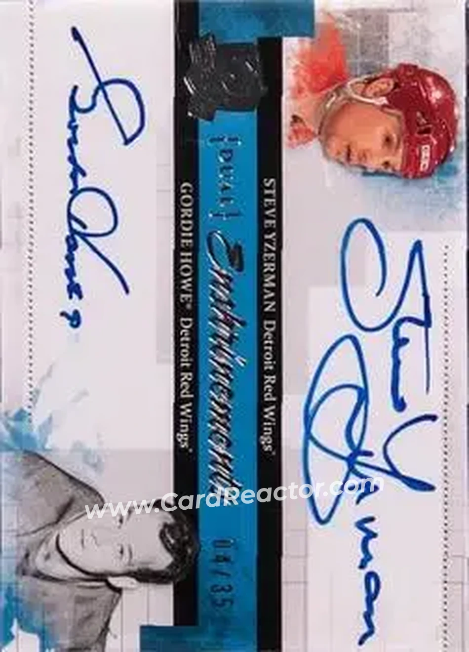 2010-11 Upper Deck The Cup - Enshrinements Dual #CE2-YH - Steve Yzerman - Gordie Howe AU, SN35 - Detroit Red Wings - Detroit Red Wings - Front