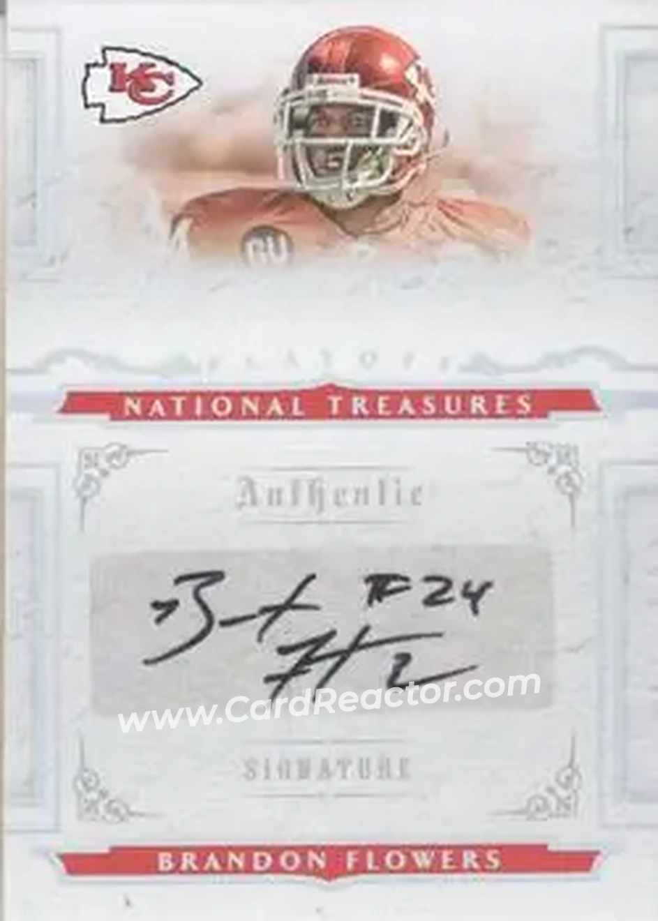 2008 Playoff National Treasures #140 - Brandon Flowers - Kansas City Chiefs - Front 2008 Playoff National Treasures #140 - Brandon Flowers - Kansas City Chiefs - Front