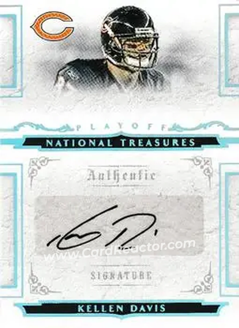 2008 Playoff National Treasures #169 - Kellen Davis - Chicago Bears - Front 2008 Playoff National Treasures #169 - Kellen Davis - Chicago Bears - Front