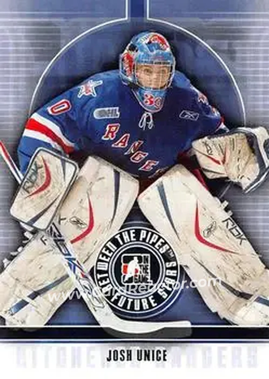 2008-09 In The Game Between The Pipes #25 - Josh Unice - Kitchener Rangers - Front