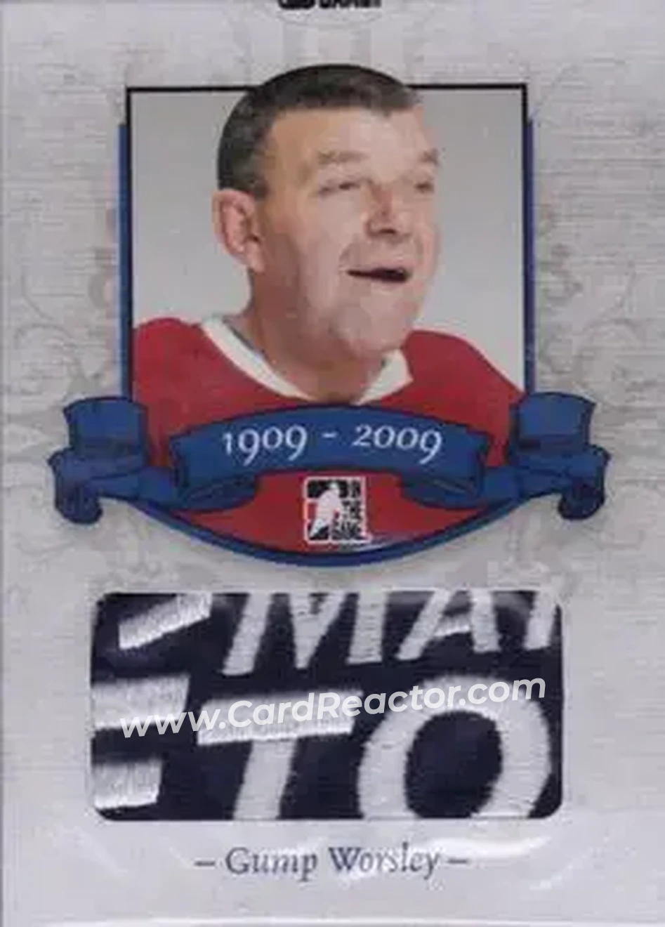 2008-09 In The Game Bleu Blanc et Rouge #16 - Gump Worsley - Montreal Canadiens - Front 2008-09 In The Game Bleu Blanc et Rouge #16 - Gump Worsley - Montreal Canadiens - Front