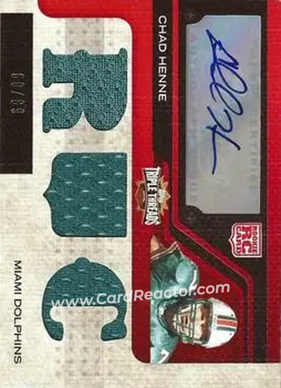 2008 Topps Triple Threads #111 - Chad Henne - Miami Dolphins - Front 2008 Topps Triple Threads #111 - Chad Henne - Miami Dolphins - Front