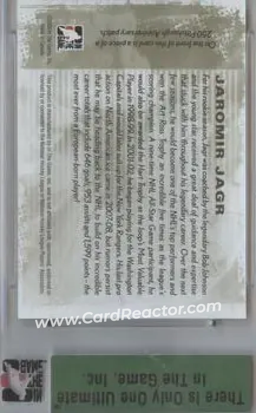 2008-09 In The Game Ultimate Memorabilia #NNO - Jaromir Jagr - Pittsburgh Penguins - Back