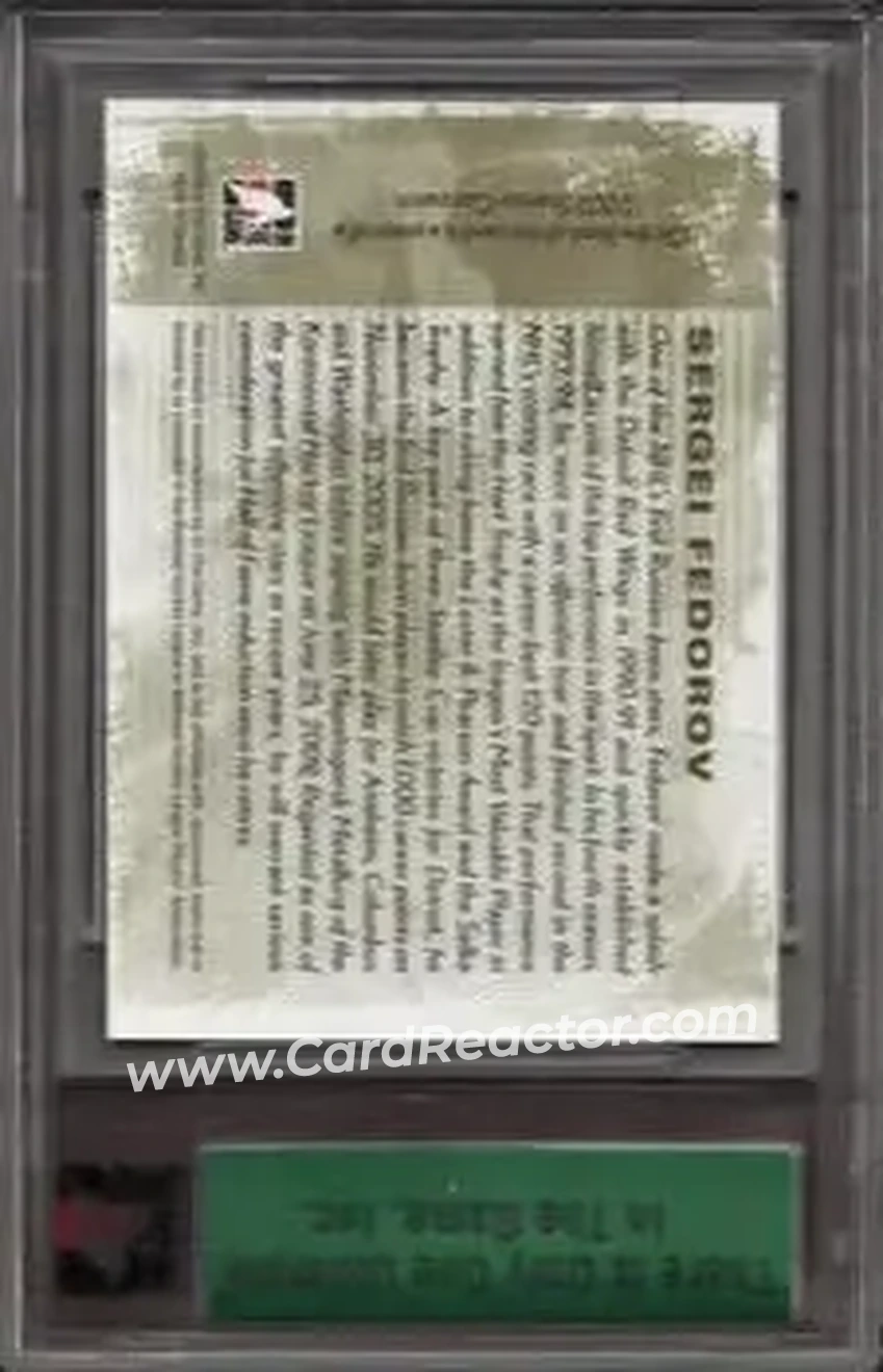 2008-09 In The Game Ultimate Memorabilia #NNO - Sergei Fedorov - Detroit Red Wings - Back 2008-09 In The Game Ultimate Memorabilia #NNO - Sergei Fedorov - Detroit Red Wings - Back