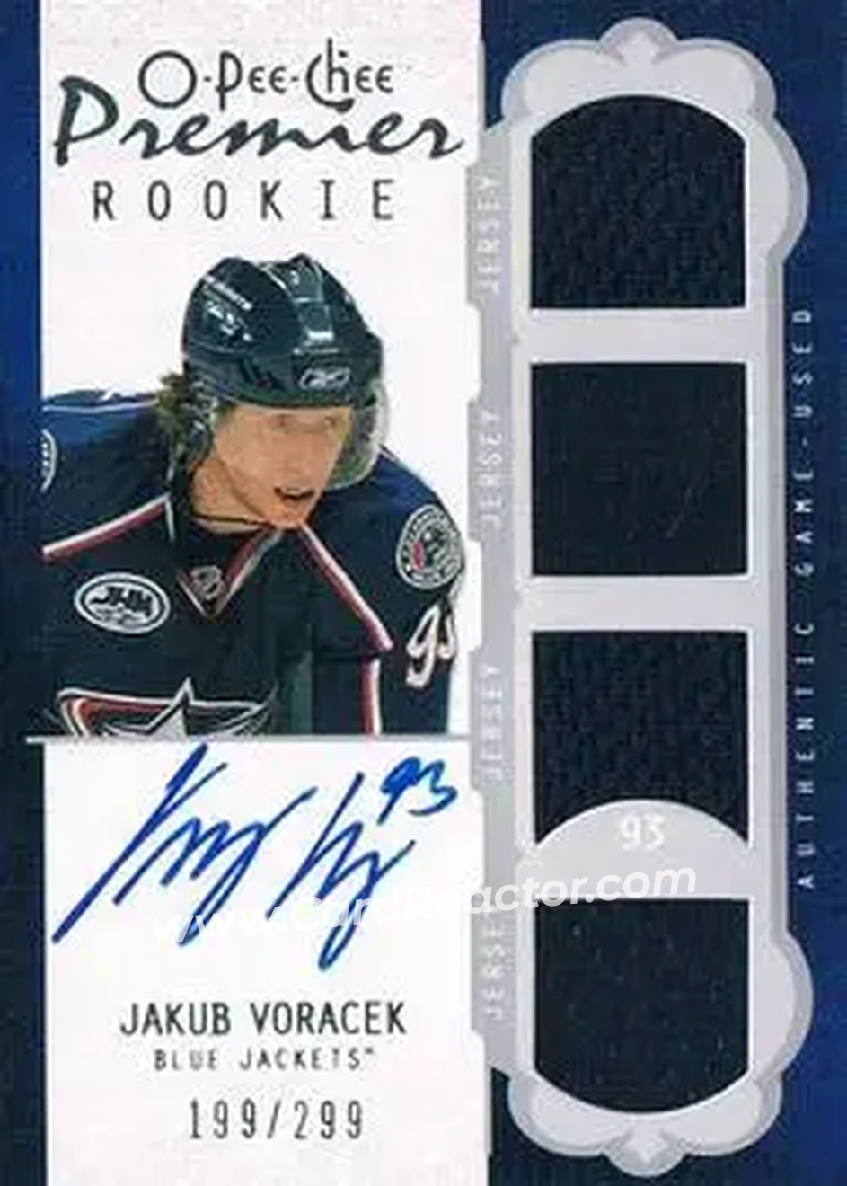 2008-09 O-Pee-Chee Premier #48 - Jakub Voracek - Columbus Blue Jackets - Front 2008-09 O-Pee-Chee Premier #48 - Jakub Voracek - Columbus Blue Jackets - Front