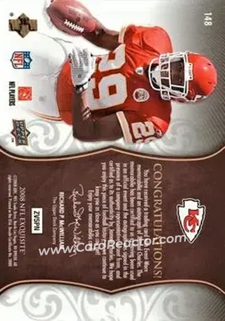 2008 Upper Deck Exquisite Collection #148 - Jamaal Charles - Kansas City Chiefs - Back
