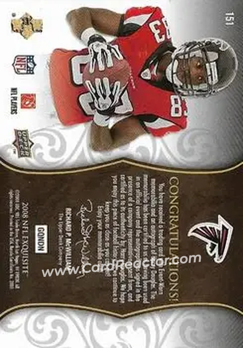 2008 Upper Deck Exquisite Collection #151 - Harry Douglas - Atlanta Falcons - Back 2008 Upper Deck Exquisite Collection #151 - Harry Douglas - Atlanta Falcons - Back