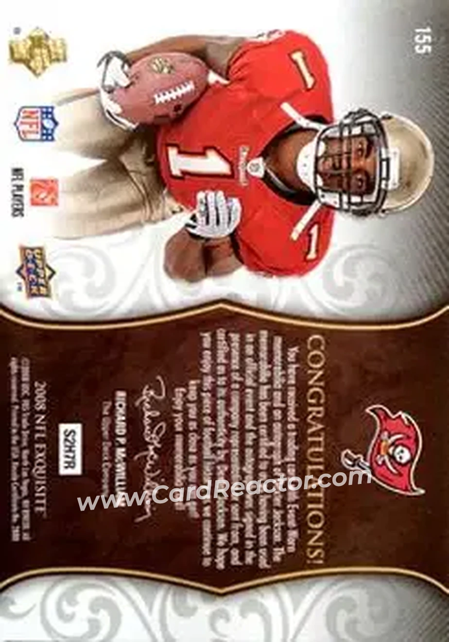 2008 Upper Deck Exquisite Collection #155 - Dexter Jackson - Tampa Bay Buccaneers - Back 2008 Upper Deck Exquisite Collection #155 - Dexter Jackson - Tampa Bay Buccaneers - Back