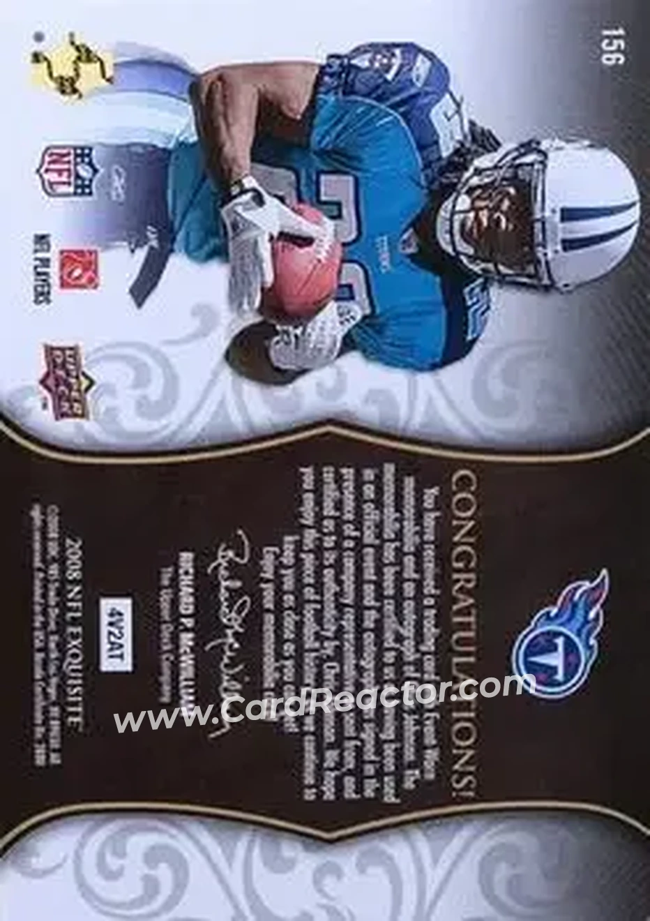 2008 Upper Deck Exquisite Collection #156 - Chris Johnson - Tennessee Titans - Back