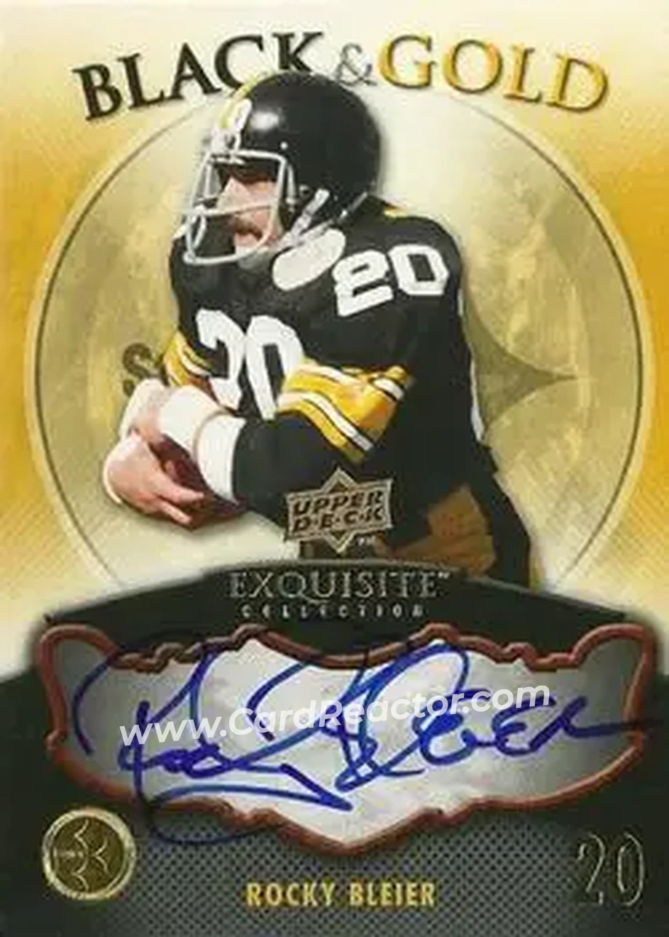 2008 Upper Deck Exquisite Collection - Black and Gold Steelers Champion Redemptions #BG-RB - Rocky Bleier - Pittsburgh Steelers - Front