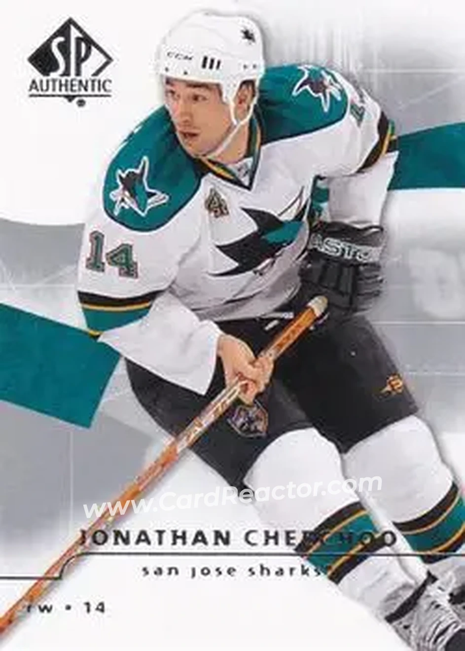 2008-09 SP Authentic #56 - Jonathan Cheechoo - San Jose Sharks - Front 2008-09 SP Authentic #56 - Jonathan Cheechoo - San Jose Sharks - Front