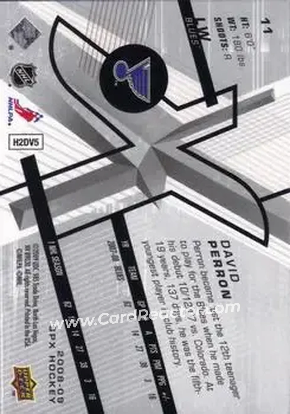 2008-09 SPx #11 - David Perron - St. Louis Blues - Back 2008-09 SPx #11 - David Perron - St. Louis Blues - Back