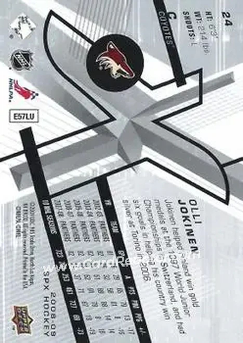 2008-09 SPx #24 - Olli Jokinen - Phoenix Coyotes - Back