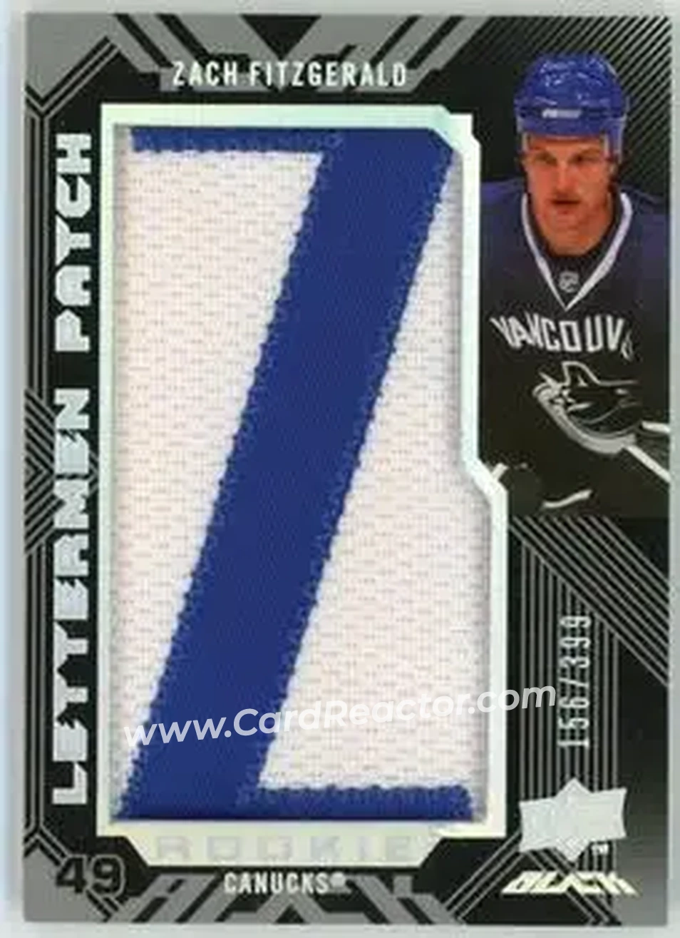 2008-09 UD Black #75 - Zach Fitzgerald - Vancouver Canucks - Front 2008-09 UD Black #75 - Zach Fitzgerald - Vancouver Canucks - Front