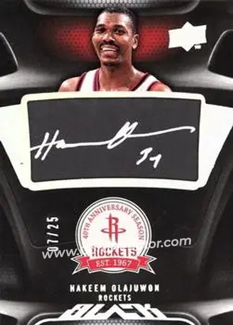 2008-09 UD Black - Commemorative Logo Autographs #C-HO - Hakeem Olajuwon - Houston Rockets - Front
