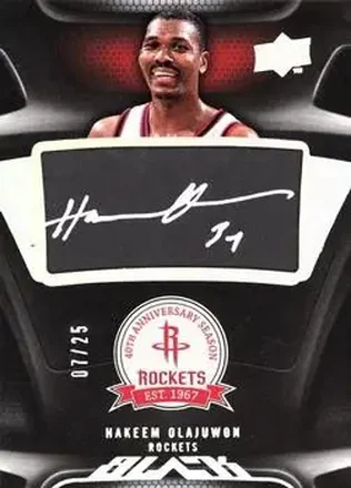 2008-09 UD Black - Commemorative Logo Autographs #C-HO - Hakeem Olajuwon - Houston Rockets