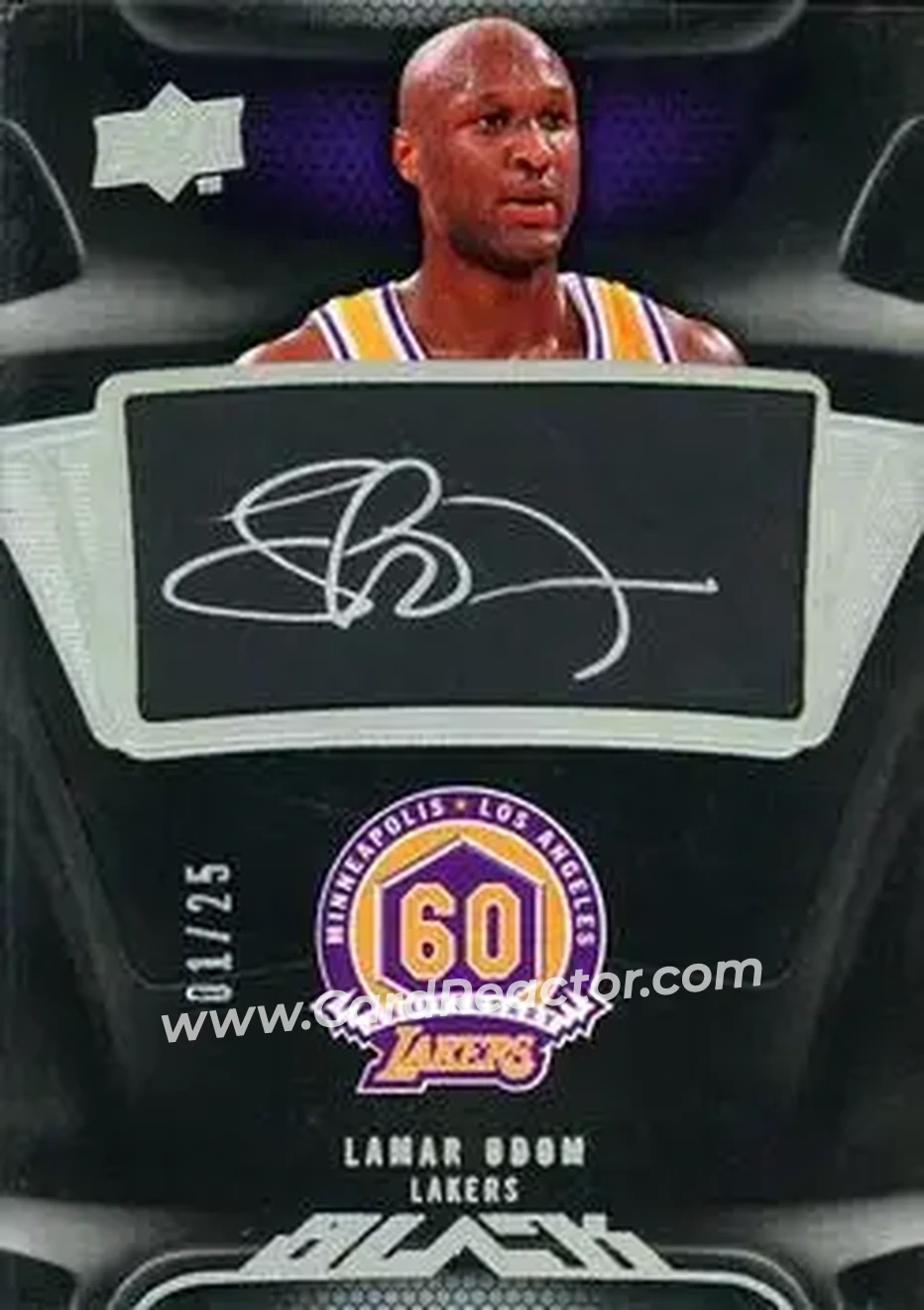 2008-09 UD Black - Commemorative Logo Autographs #C-LO - Lamar Odom - Los Angeles Lakers - Front