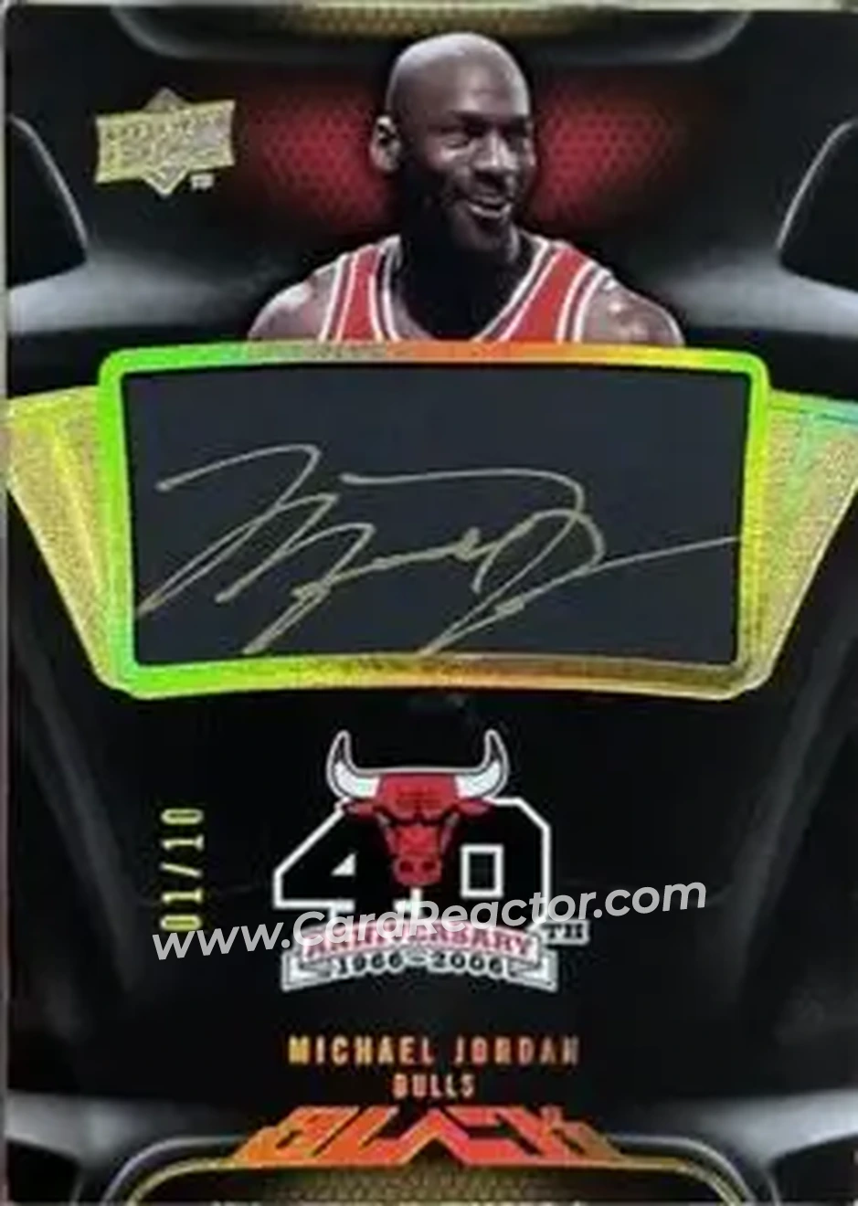 2008-09 UD Black - Commemorative Logo Autographs Gold #C-JO - Michael Jordan - Chicago Bulls - Front