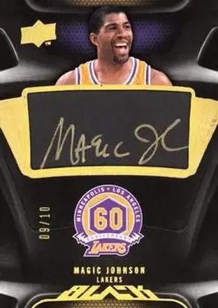 2008-09 UD Black - Commemorative Logo Autographs Gold #C-MJ - Magic Johnson - Los Angeles Lakers