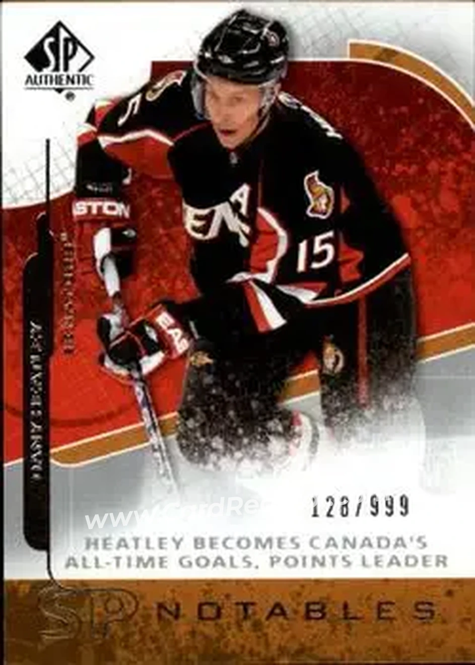 2008-09 SP Authentic #110 - Dany Heatley - Ottawa Senators - Front