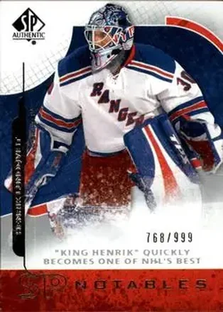 2008-09 SP Authentic #116 - Henrik Lundqvist - New York Rangers