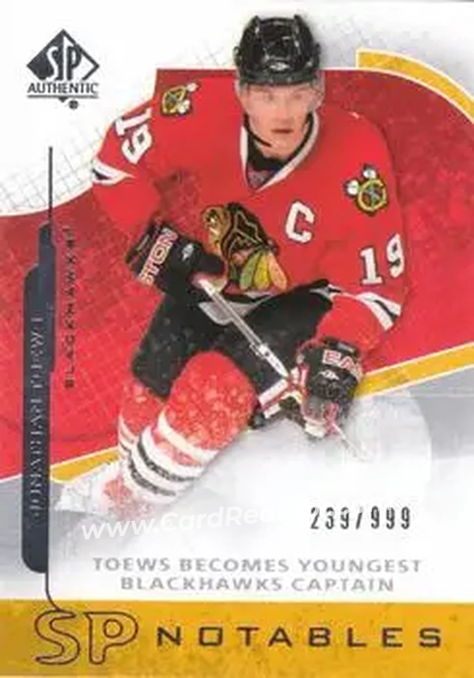 2008-09 SP Authentic #124 - Jonathan Toews - Chicago Blackhawks - Front
