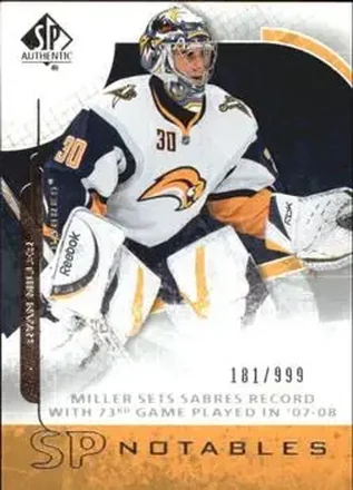 2008-09 SP Authentic #147 - Ryan Miller - Buffalo Sabres