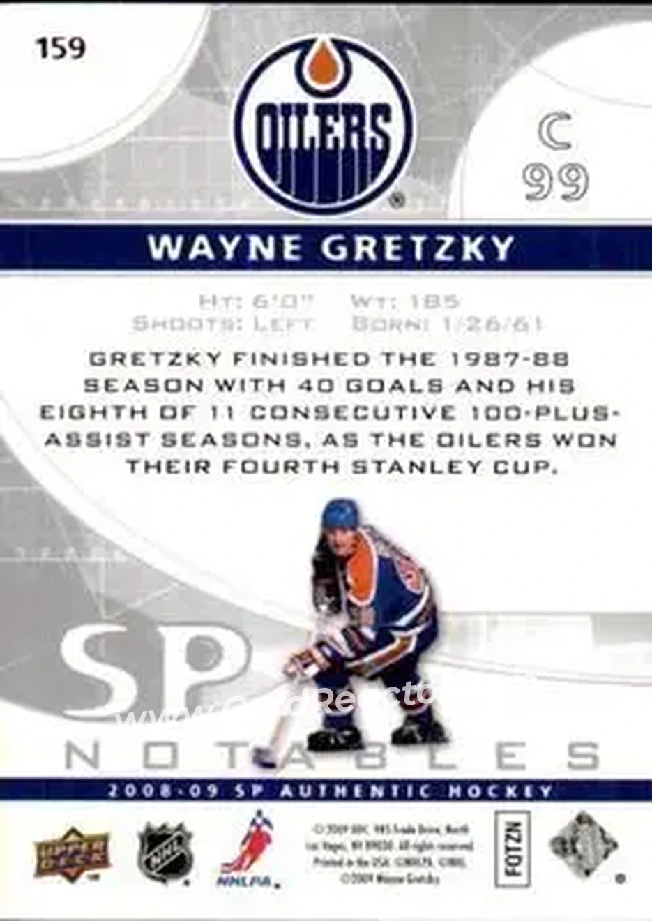 2008-09 SP Authentic #159 - Wayne Gretzky - Edmonton Oilers - Back