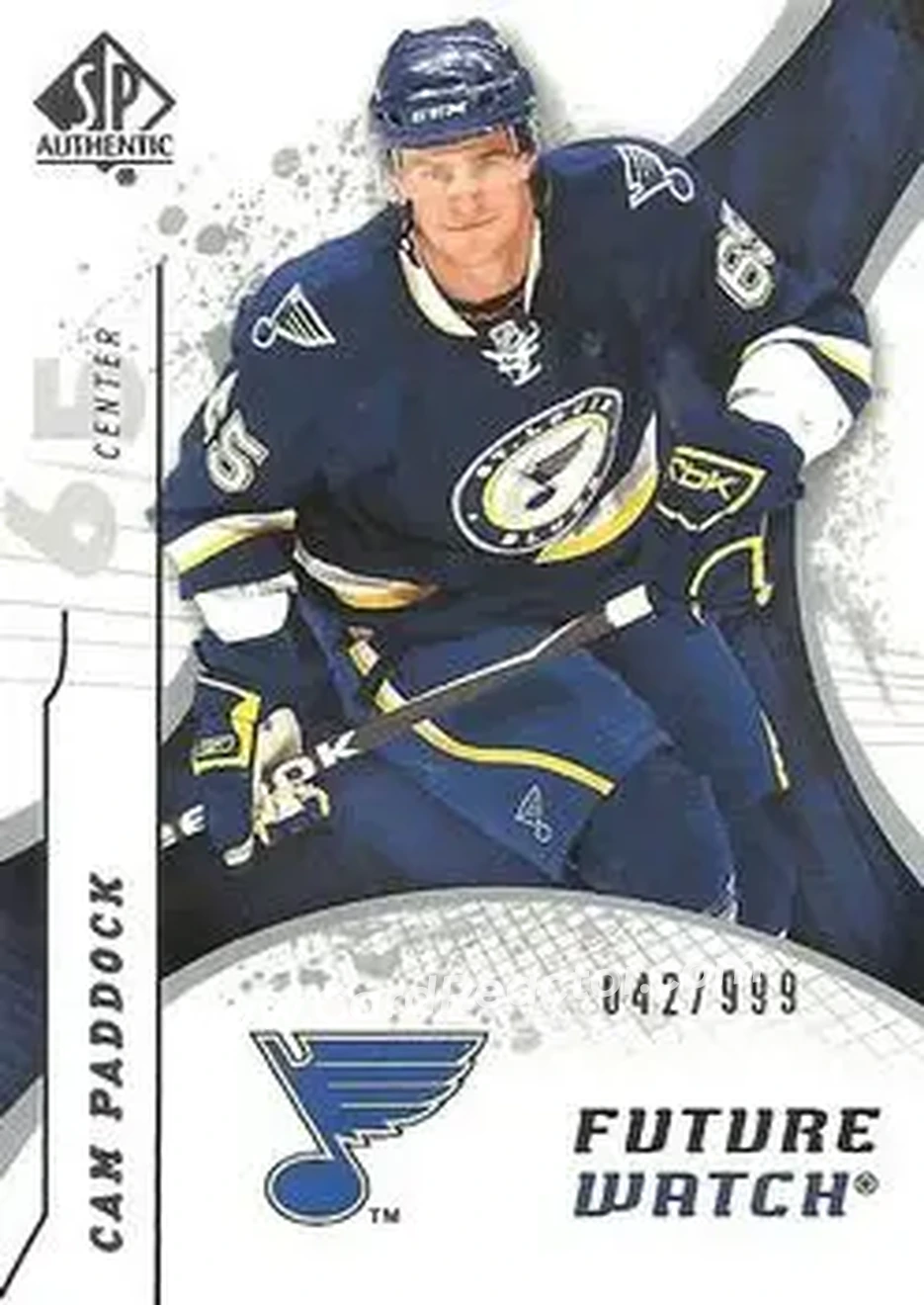 2008-09 SP Authentic #169 - Cam Paddock - St. Louis Blues - Front 2008-09 SP Authentic #169 - Cam Paddock - St. Louis Blues - Front