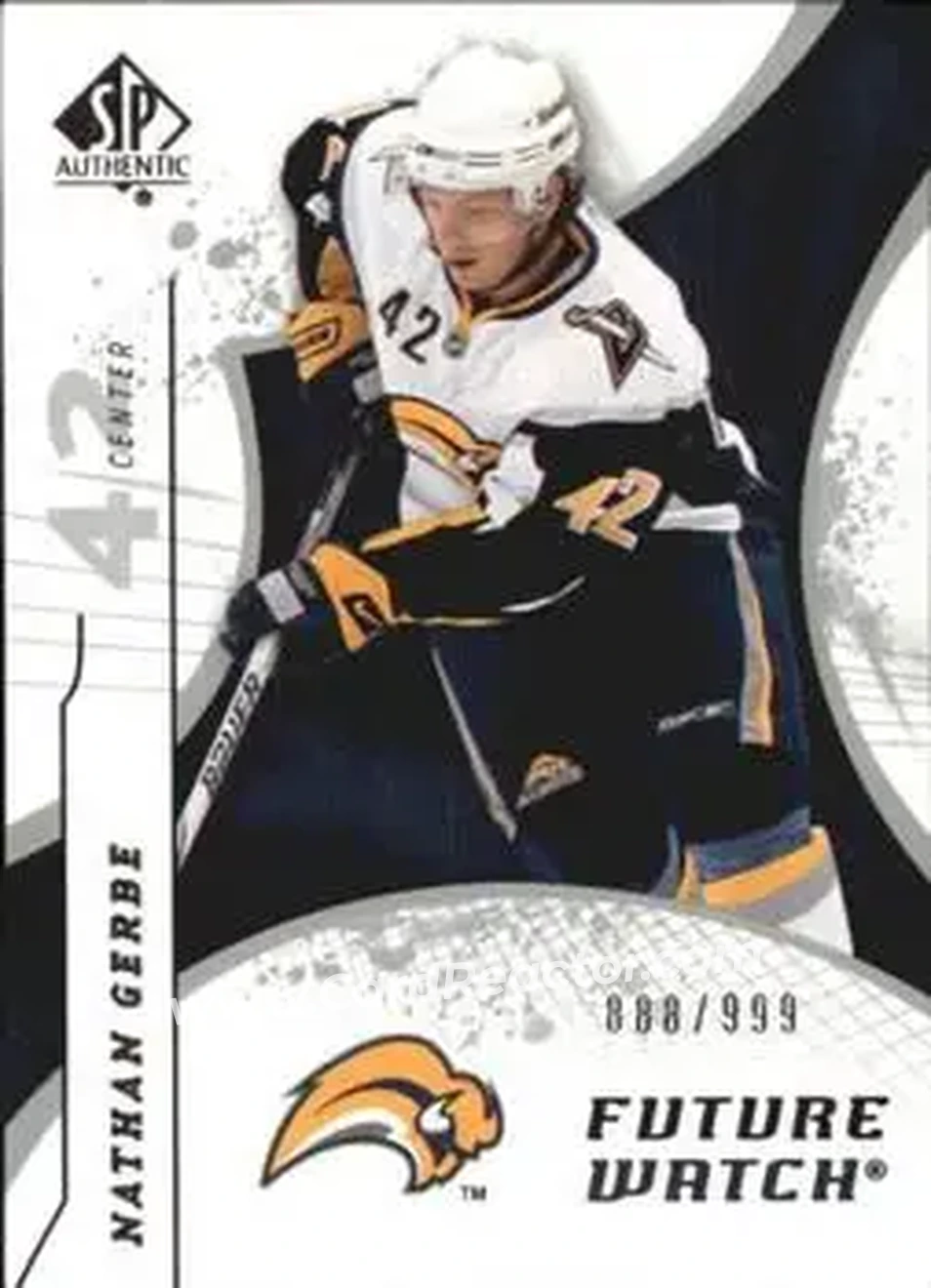 2008-09 SP Authentic #173 - Nathan Gerbe - Buffalo Sabres - Front 2008-09 SP Authentic #173 - Nathan Gerbe - Buffalo Sabres - Front