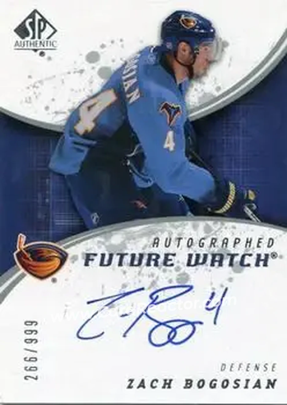 2008-09 SP Authentic #192 - Zach Bogosian - Atlanta Thrashers - Front 2008-09 SP Authentic #192 - Zach Bogosian - Atlanta Thrashers - Front
