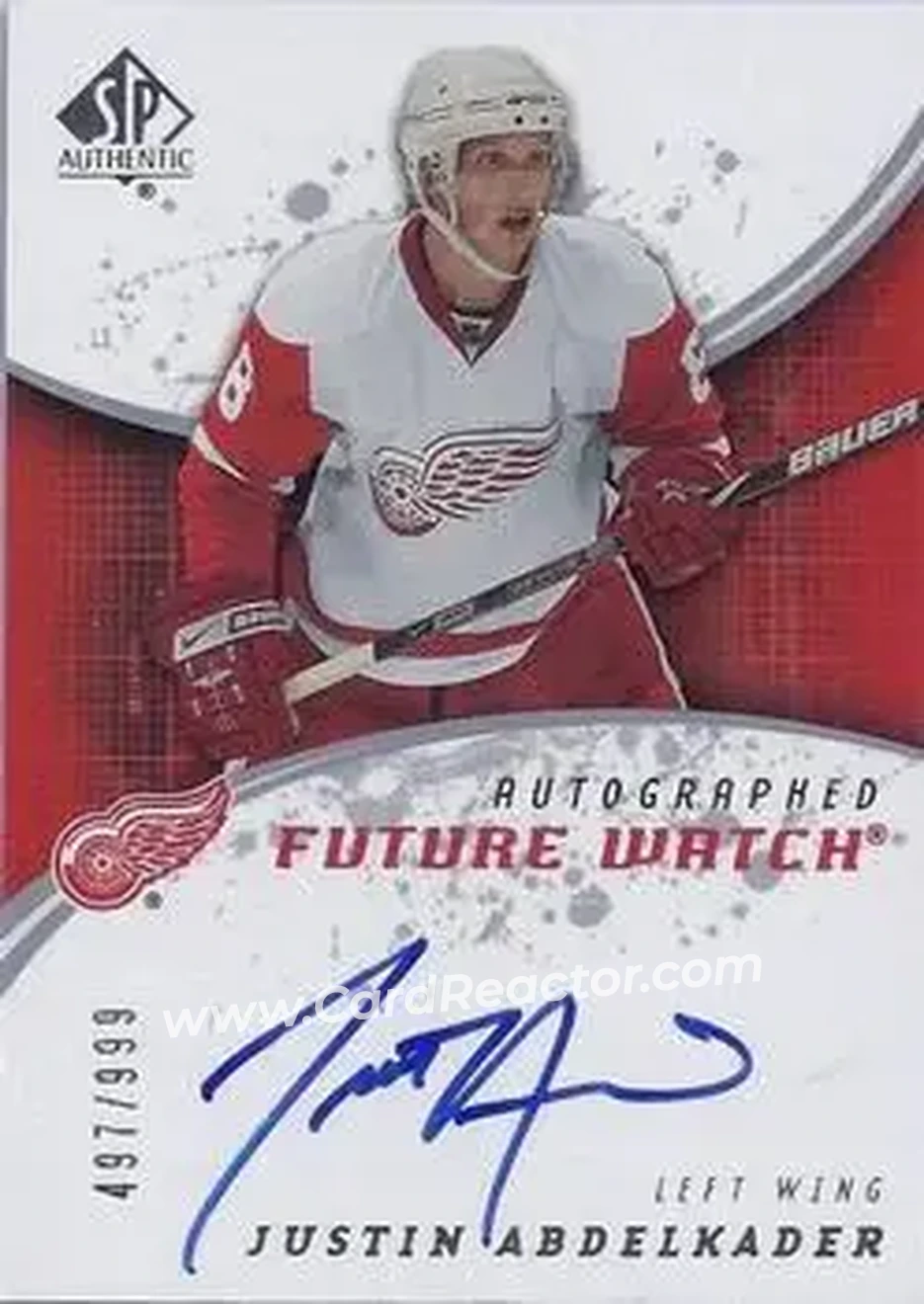 2008-09 SP Authentic #193 - Justin Abdelkader - Detroit Red Wings - Front