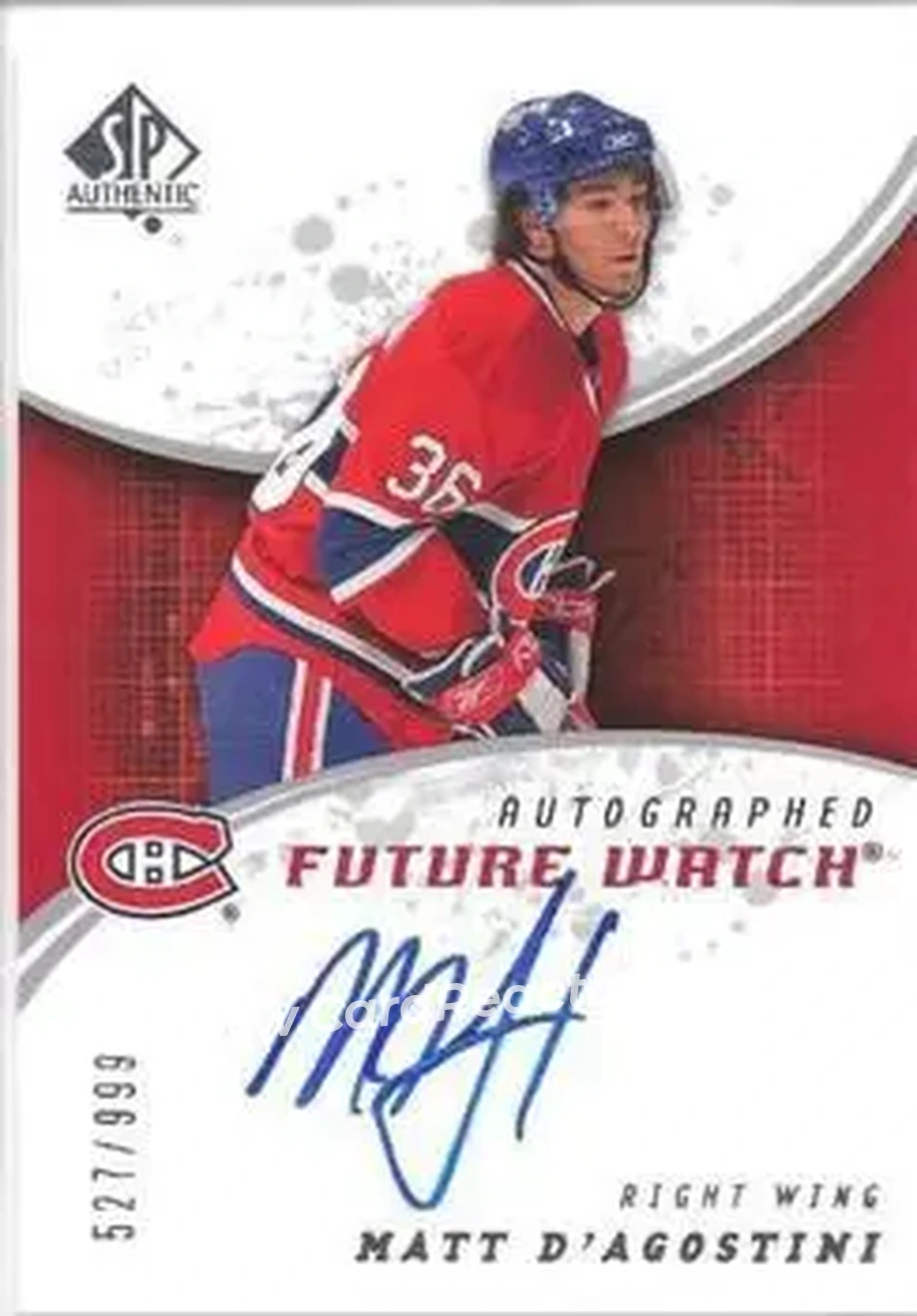 2008-09 SP Authentic #214 - Matt D'Agostini - Montreal Canadiens - Front