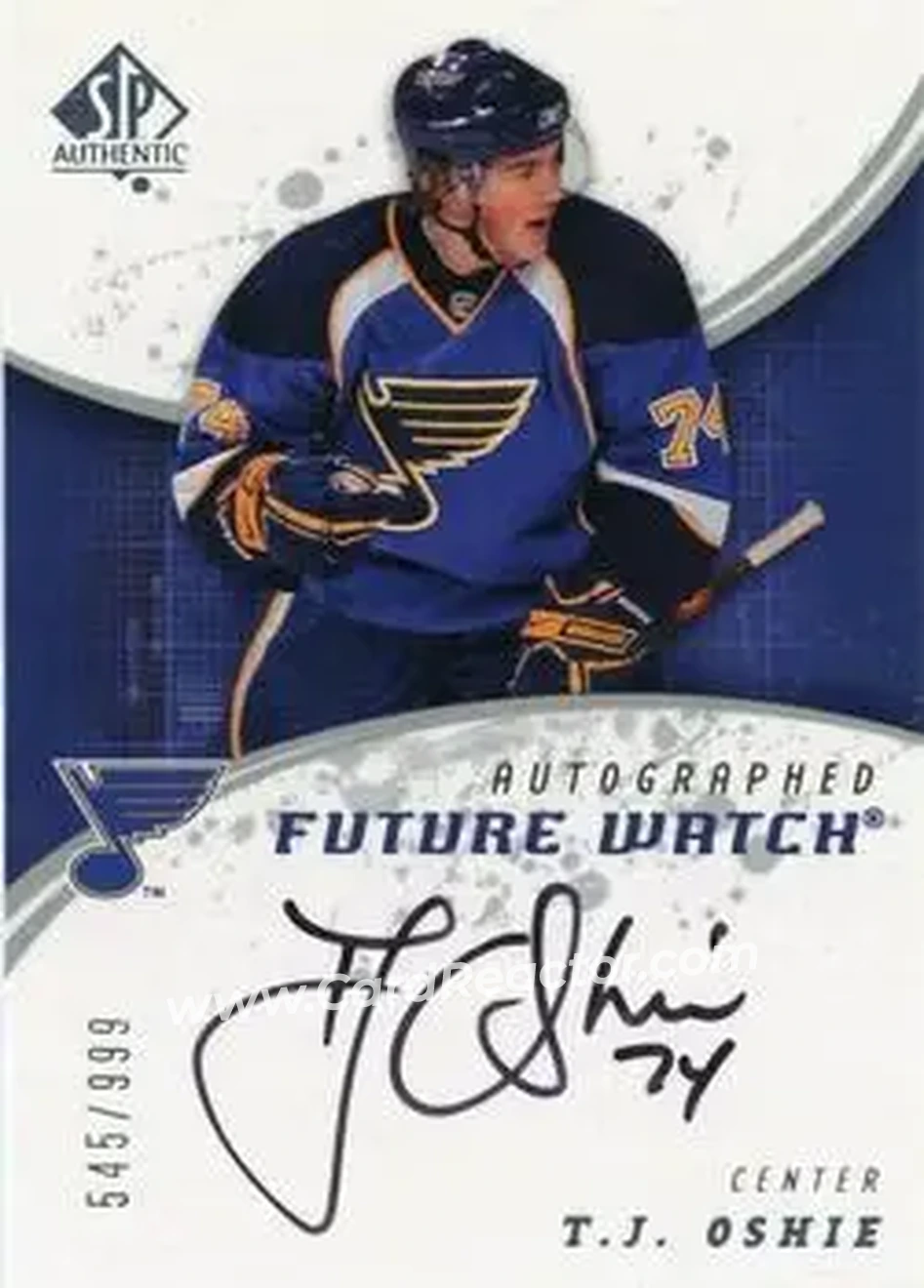 2008-09 SP Authentic #243 - T.J. Oshie - St. Louis Blues - Front 2008-09 SP Authentic #243 - T.J. Oshie - St. Louis Blues - Front