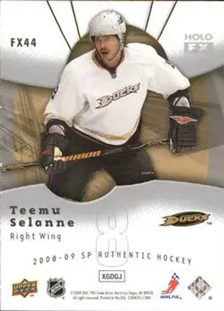 2008-09 SP Authentic - Holoview FX #FX44 - Teemu Selanne - Anaheim Ducks - Back